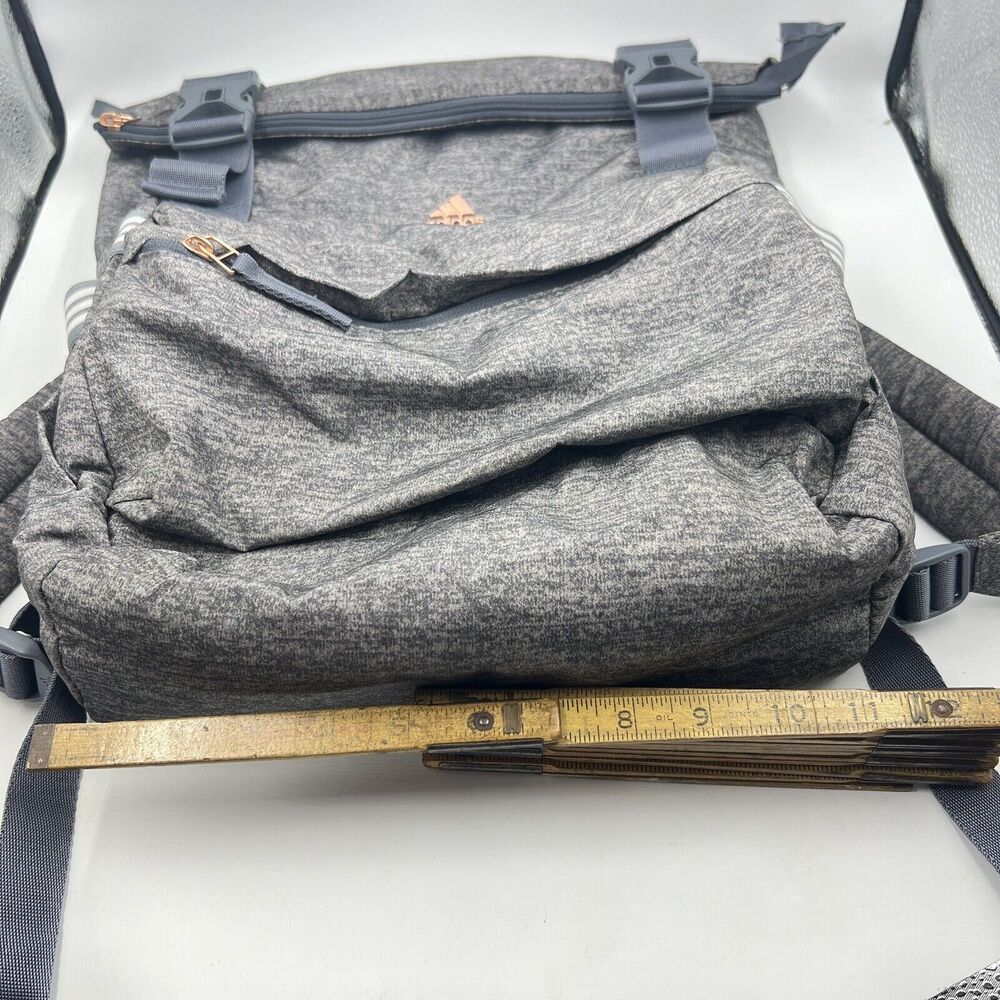 Adidas Yola III Backpack Charcoal Gray Rose Gold Detail Fold over Top Padded - Picture 7 of 8